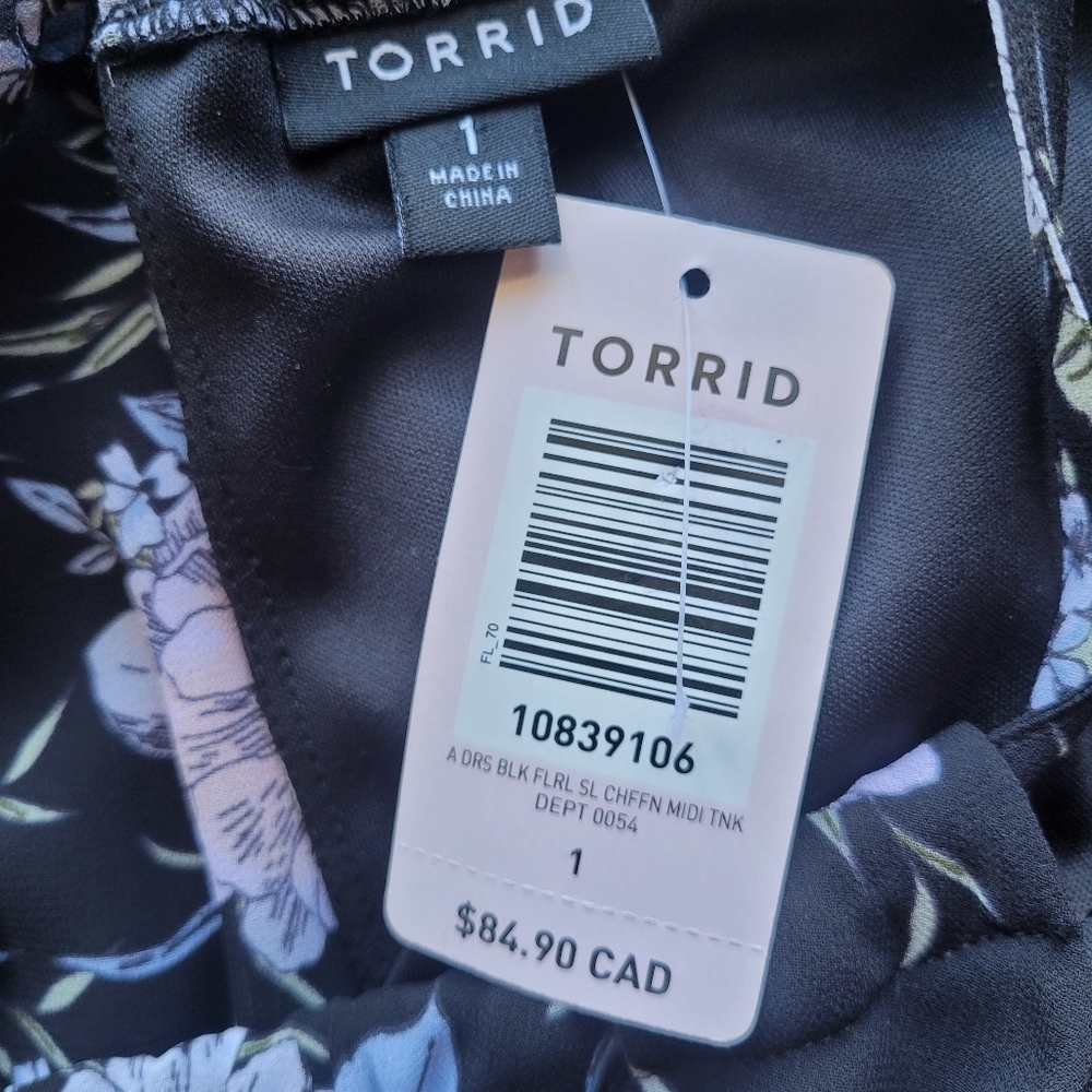 Torrid Black Floral Chiffon Print Mini Dress, BNWT, Size 1X - Picture 7 of 8